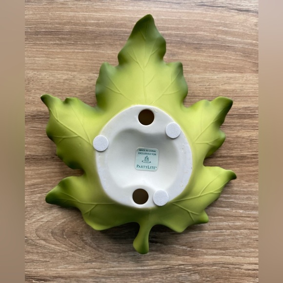 NWOB Partylite Whispering Leaves Set of 3 Ceramic Candle Holders Fall Decor - Picture 4 of 8